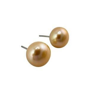 Honora 925 Sterling Silver 1mm Peach Cream Freshwater Pearl Stud Earrings